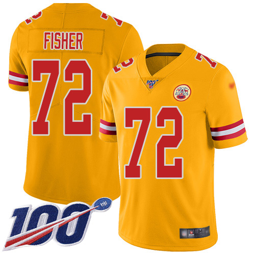 Youth Kansas City Chiefs 72 Fisher Eric Limited Gold Inverted Legend 100th Season Football Nike NFL Jersey